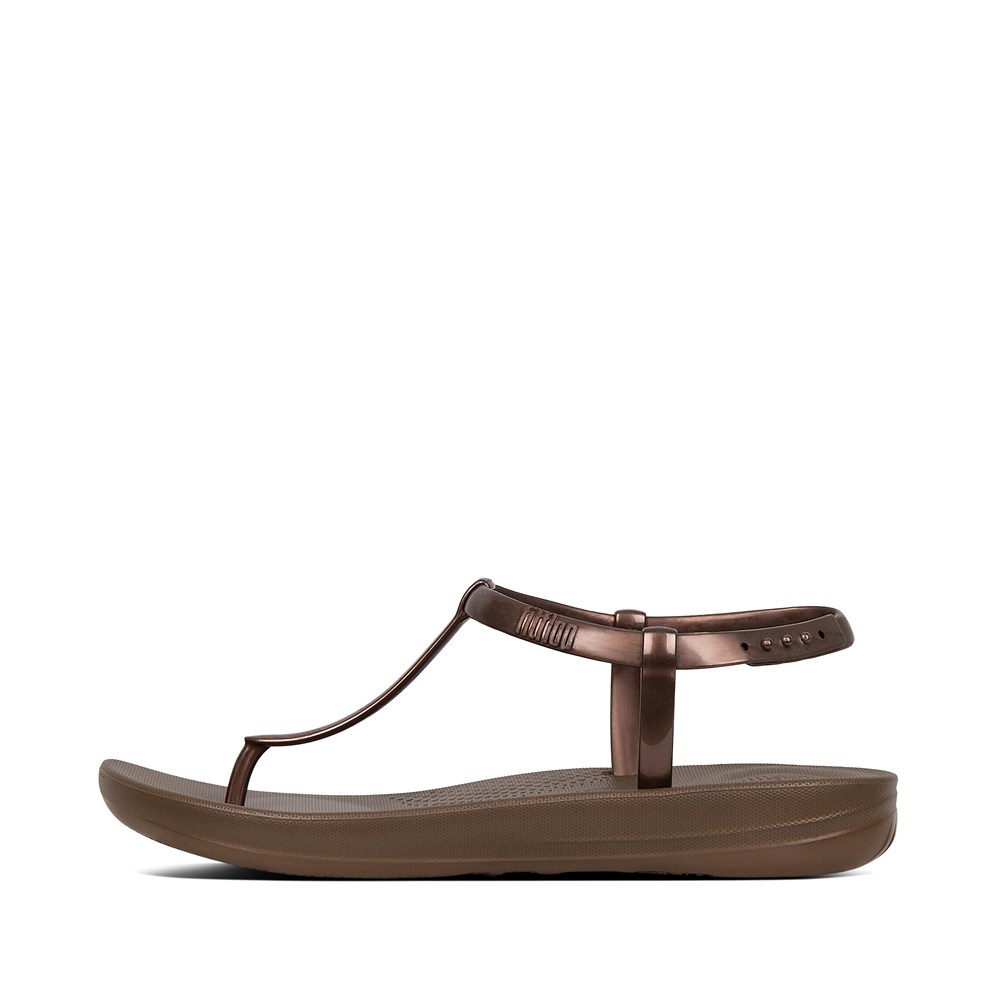 Fitflop Womens Sandals Brown - Iqushion Splash Pearlised Back-strap - 27ROVXQBZ